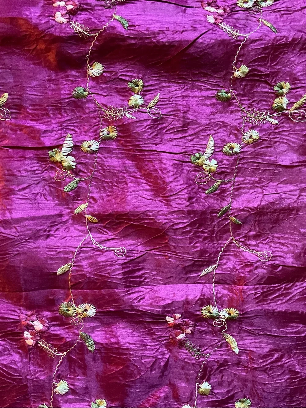 Fuchsia Embroidered Fringe Scarf